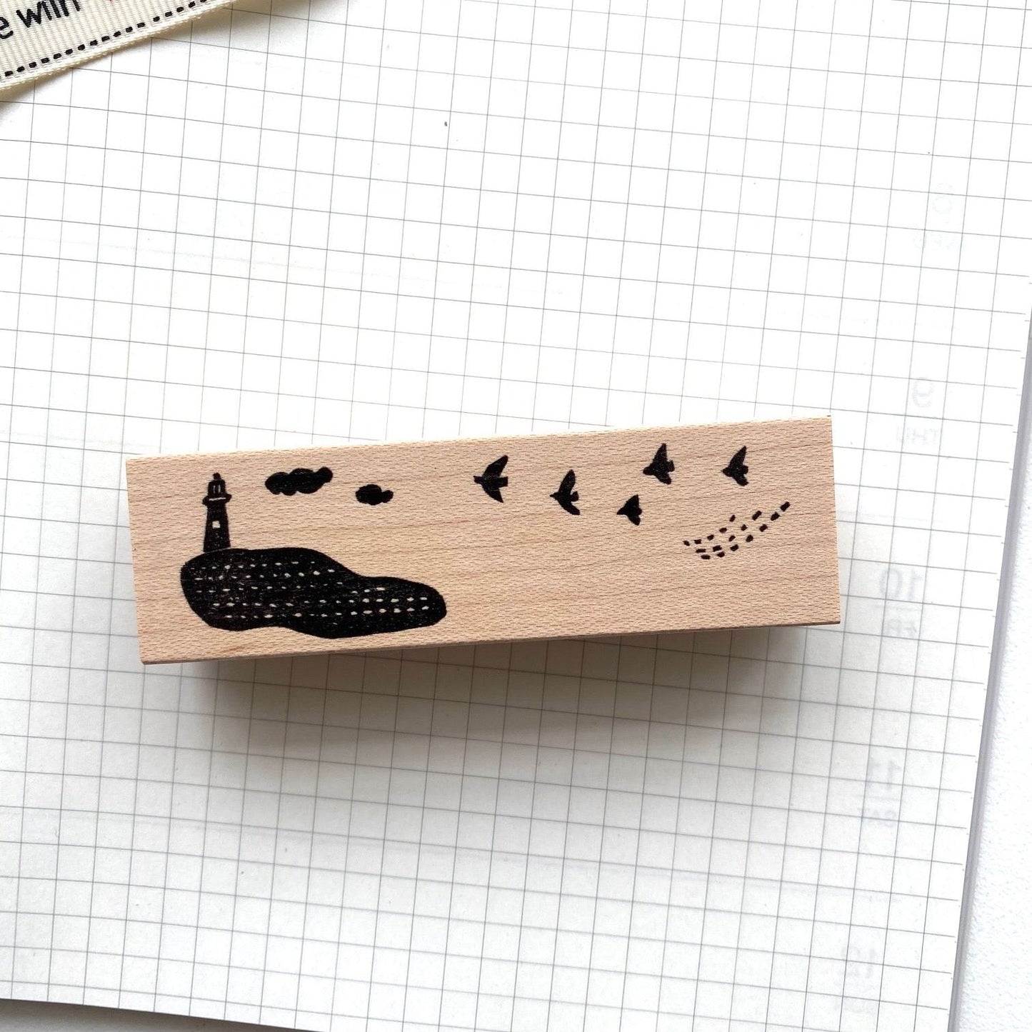 Hankodori Rubber Stamp - Bird and Lighthouse