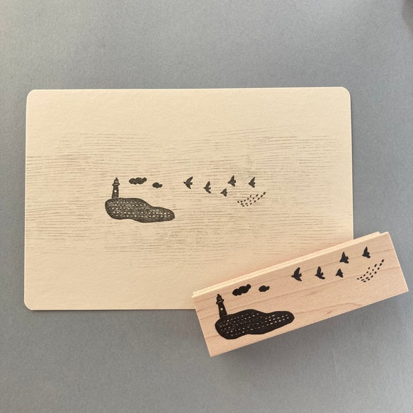 Hankodori Rubber Stamp - Bird and Lighthouse