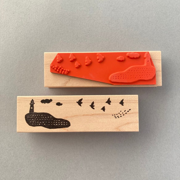 Hankodori Rubber Stamp - Bird and Lighthouse