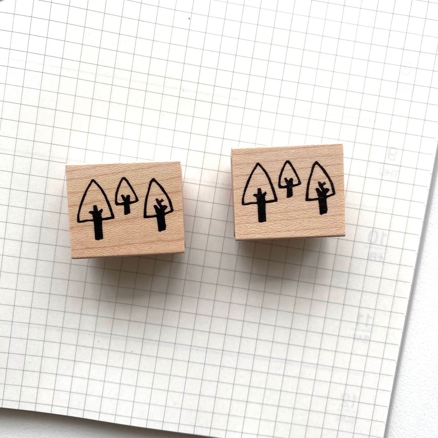 Hankodori Rubber Stamp - Three Trees