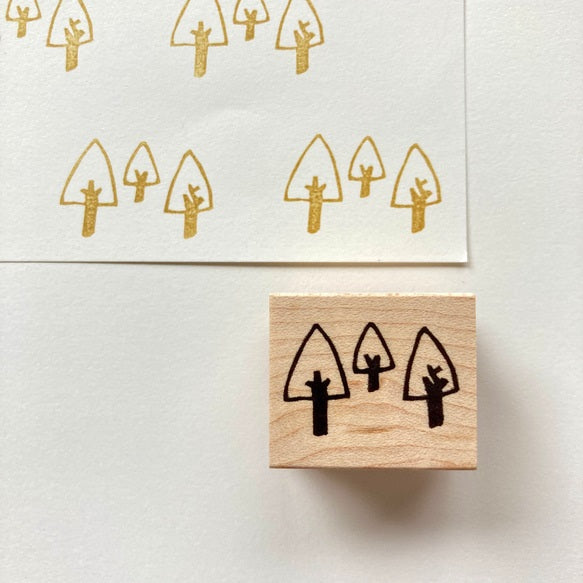 Hankodori Rubber Stamp - Three Trees