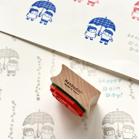 Hankodori Rubber Stamp - Couple and Umbrella