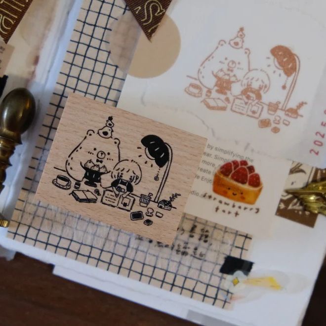 Eileen Tai Rubber Stamp - Bear & Girl : Blissful Days
