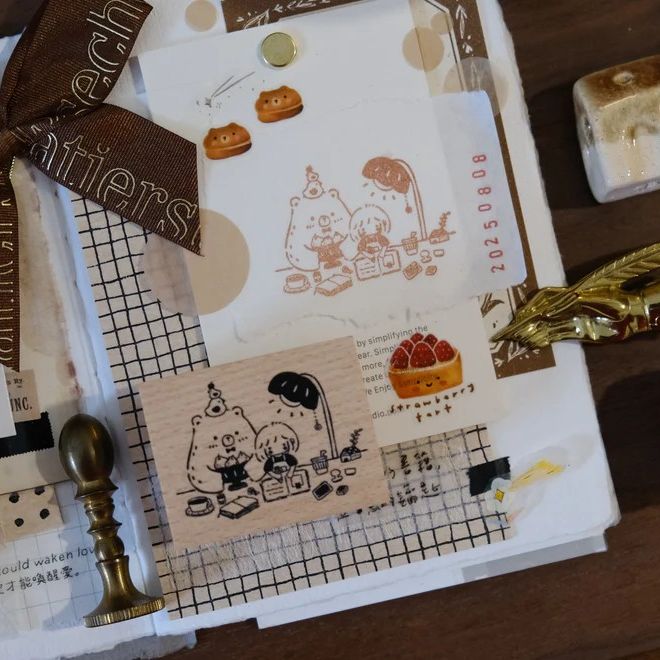 Eileen Tai Rubber Stamp - Bear & Girl : Blissful Days