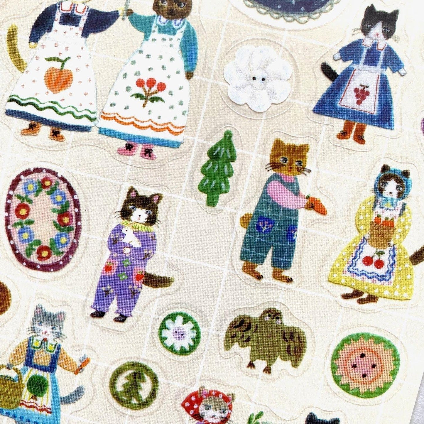 Cozyca Products x Aiko Fukawa Transparent Stickers - Cats and Buttons