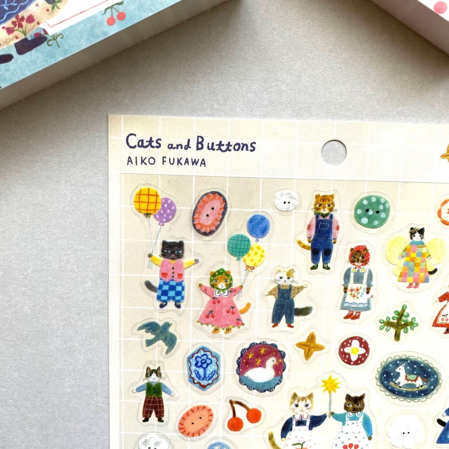 Cozyca Products x Aiko Fukawa Transparent Stickers - Cats and Buttons