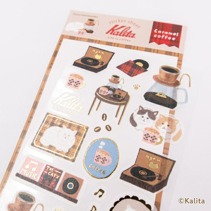 Kalita x Furukawa Paper Works Foil-Stamped Sticker Sheet - Caramel Coffee