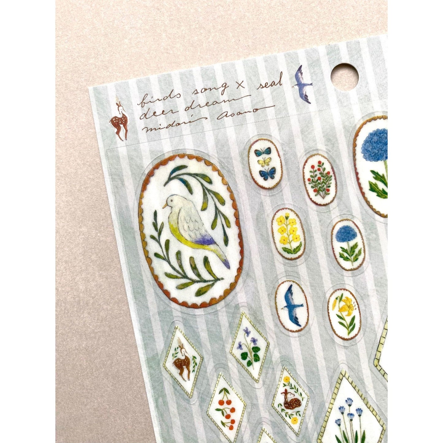 Cozyca Products x Midori Asano Transparent Stickers - Birds Song x Deer Dream