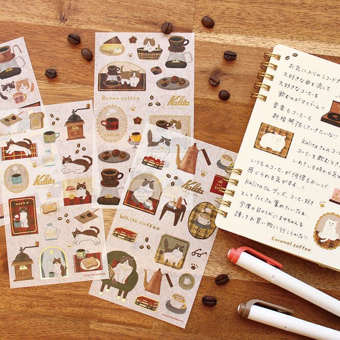 Kalita x Furukawa Paper Works Foil-Stamped Sticker Sheet - White Coffee