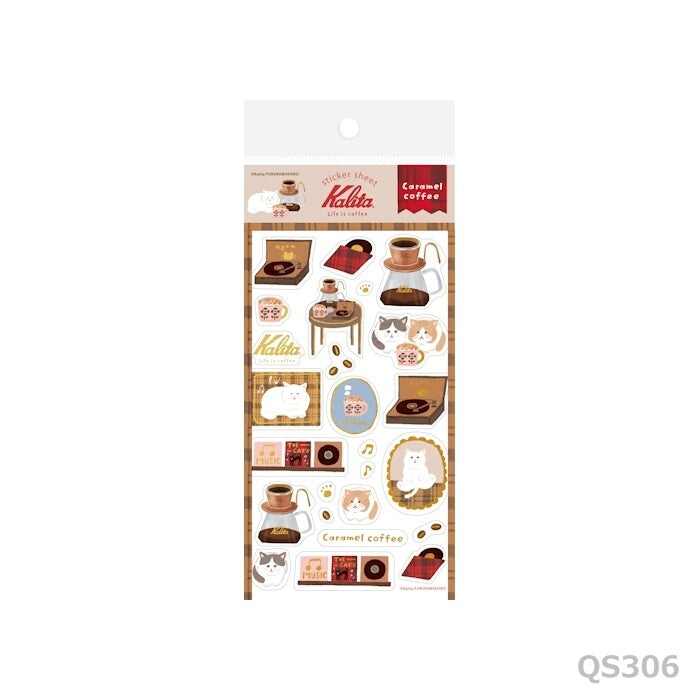 Kalita x Furukawa Paper Works Foil-Stamped Sticker Sheet - Caramel Coffee