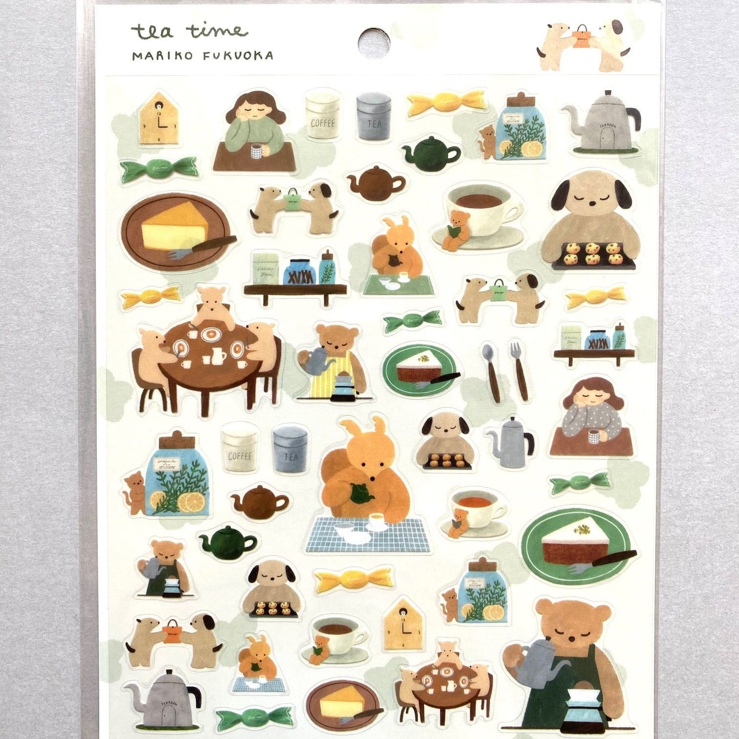 Cozyca Products x Mariko Fukuoka Transparent Stickers - Tea Time