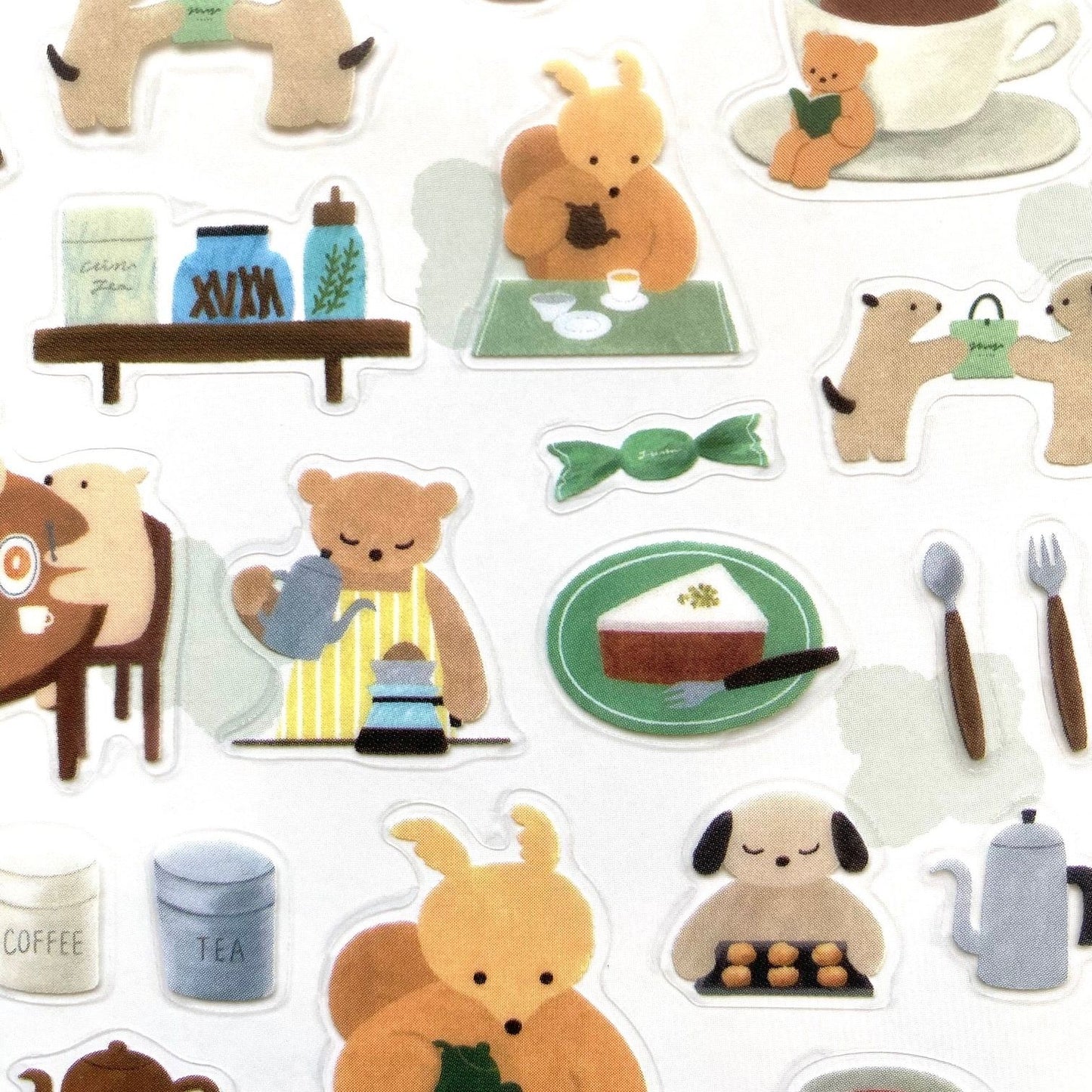Cozyca Products x Mariko Fukuoka Transparent Stickers - Tea Time