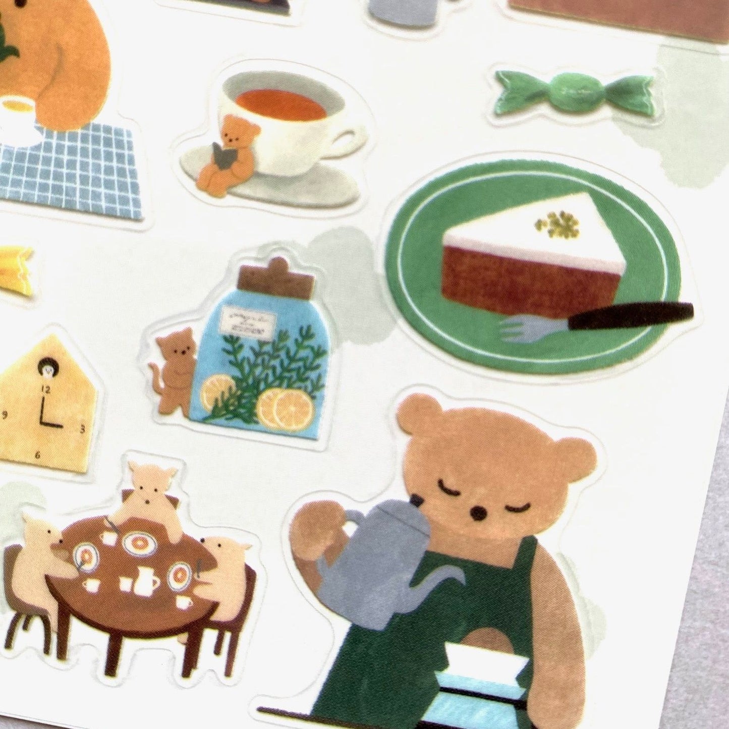 Cozyca Products x Mariko Fukuoka Transparent Stickers - Tea Time