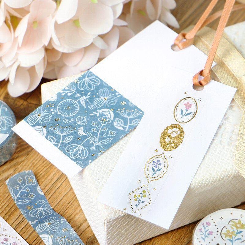 BGM Flower & Grass Handkerchief Collection Masking Tape - Light Blue Flower