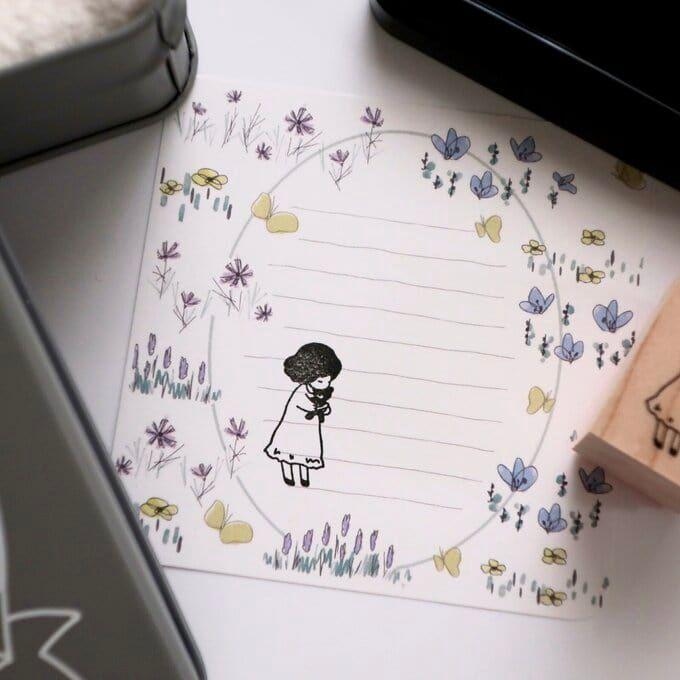 MA7stamp Rubber Stamp - Little Hana Loves Her Bear