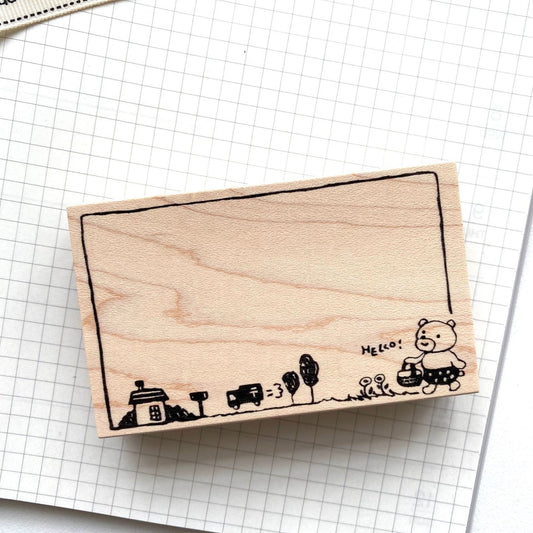 Hankodori Rubber Stamp - Bear Memo Frame