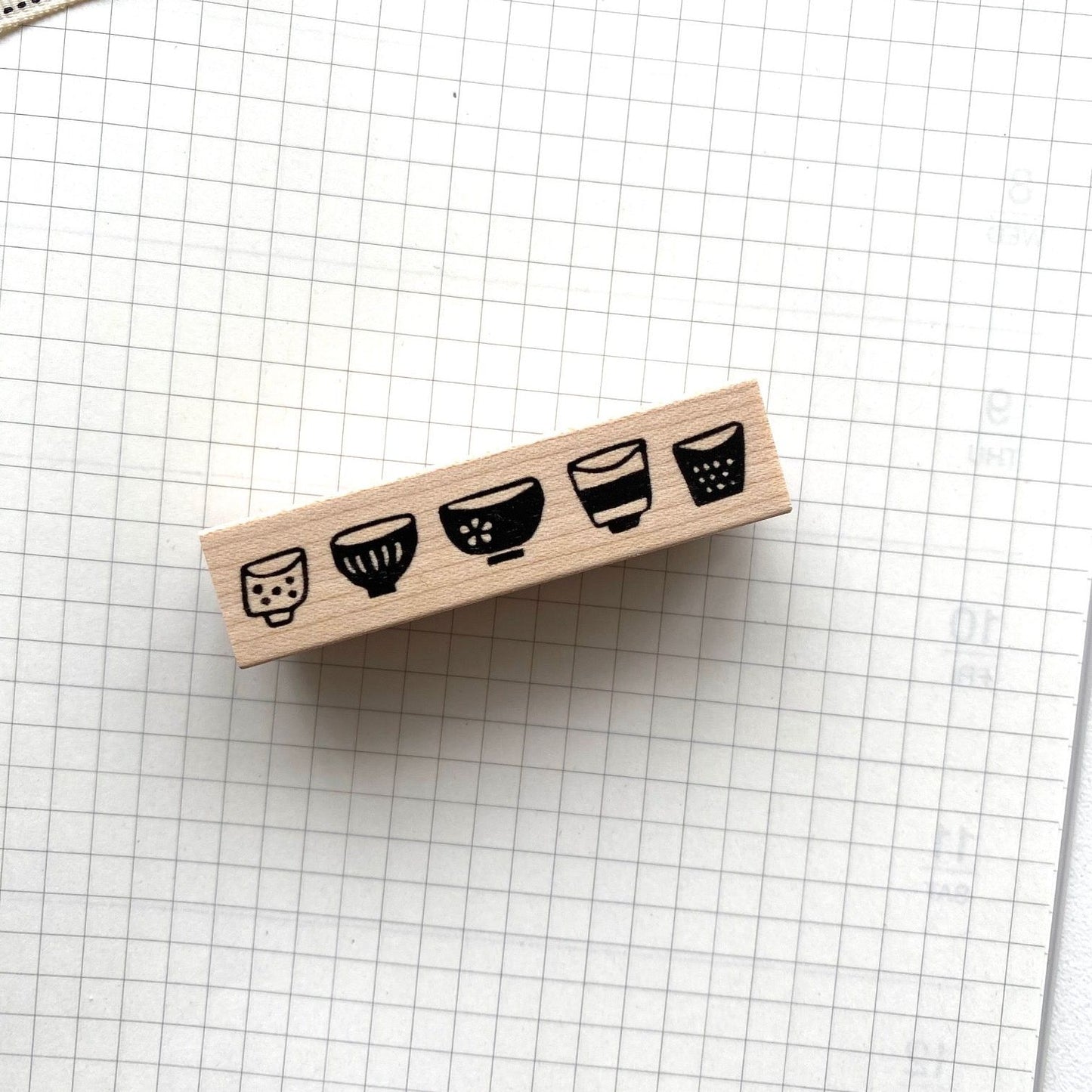 Hankodori Rubber Stamp - Small Japanese Tea Cups