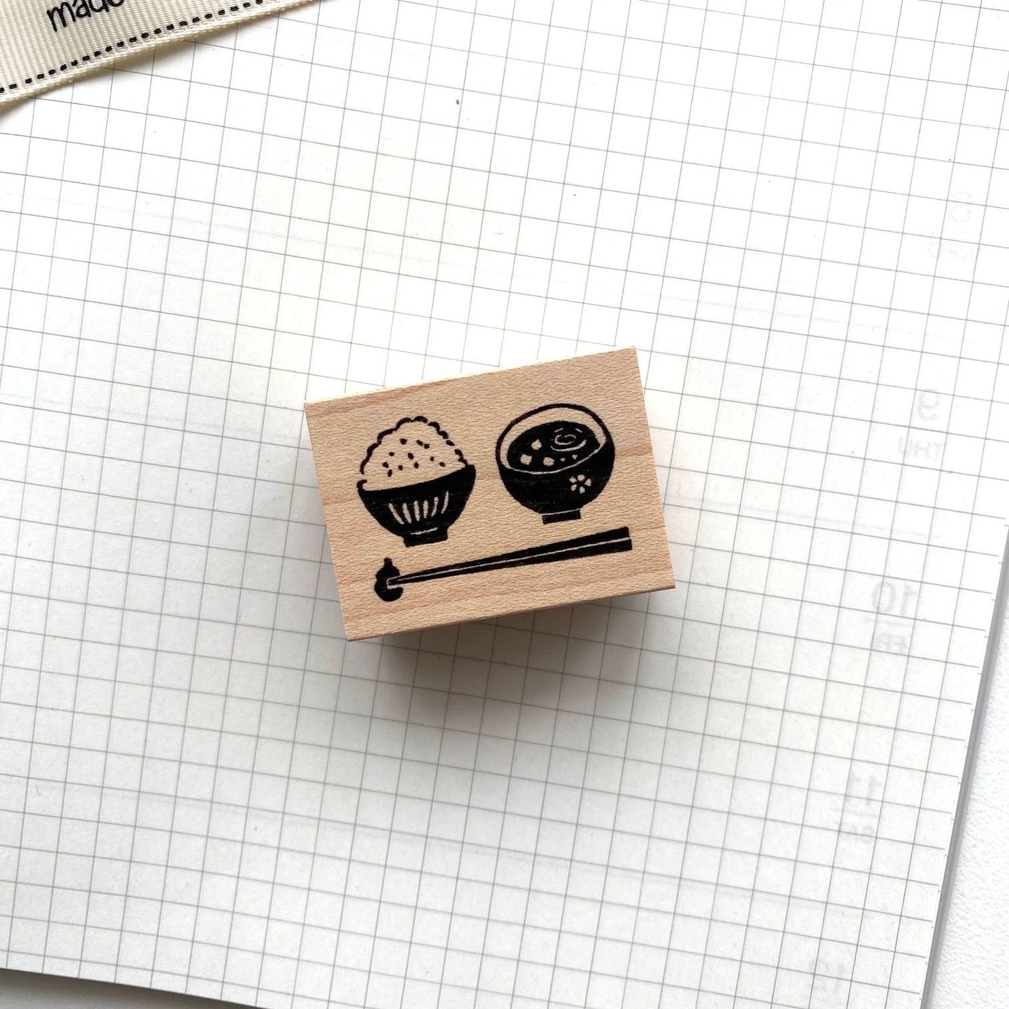 Hankodori Rubber Stamp - Rice and Miso Soup