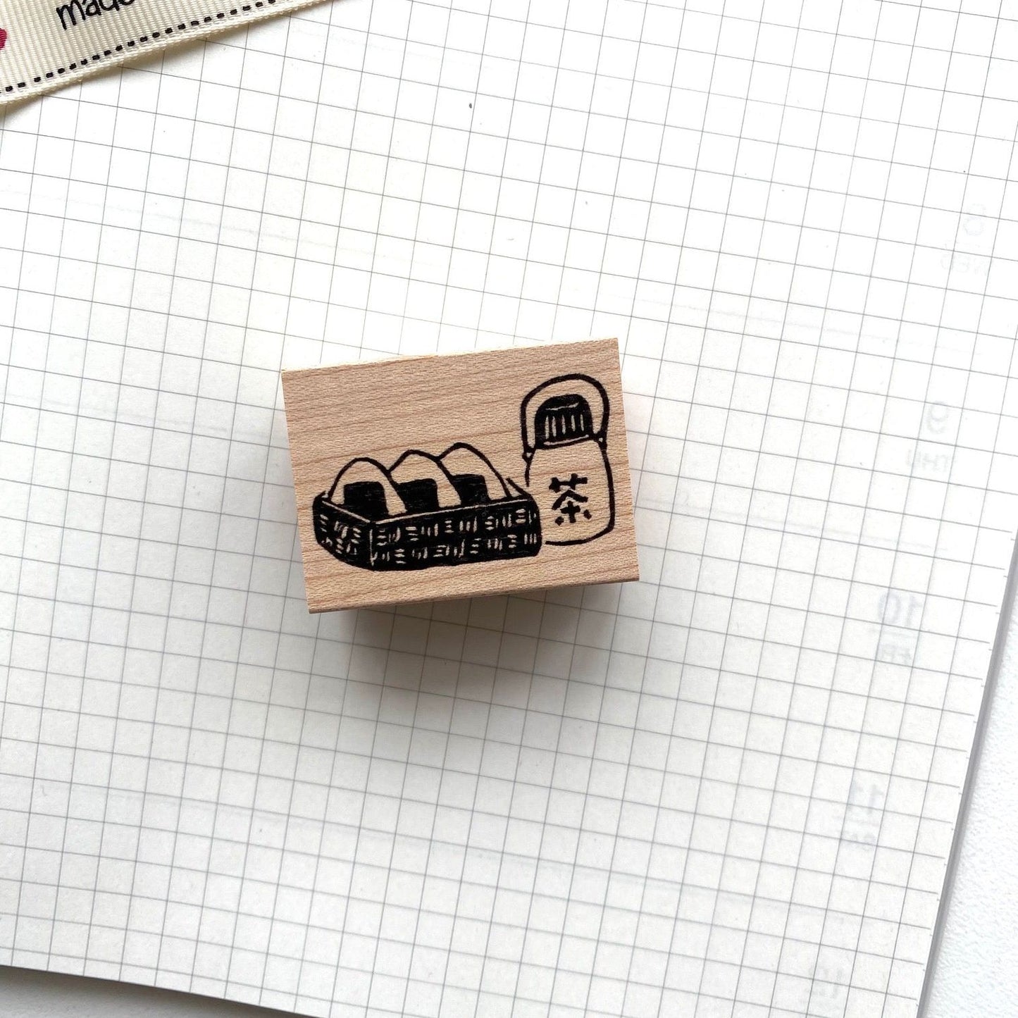 Hankodori Rubber Stamp - Tea and Rice Ball