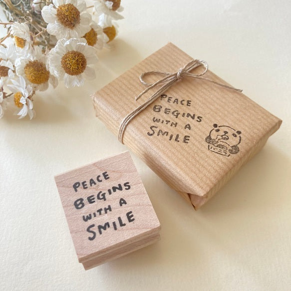 Hankodori Rubber Stamp - Peace Begins with a Smile
