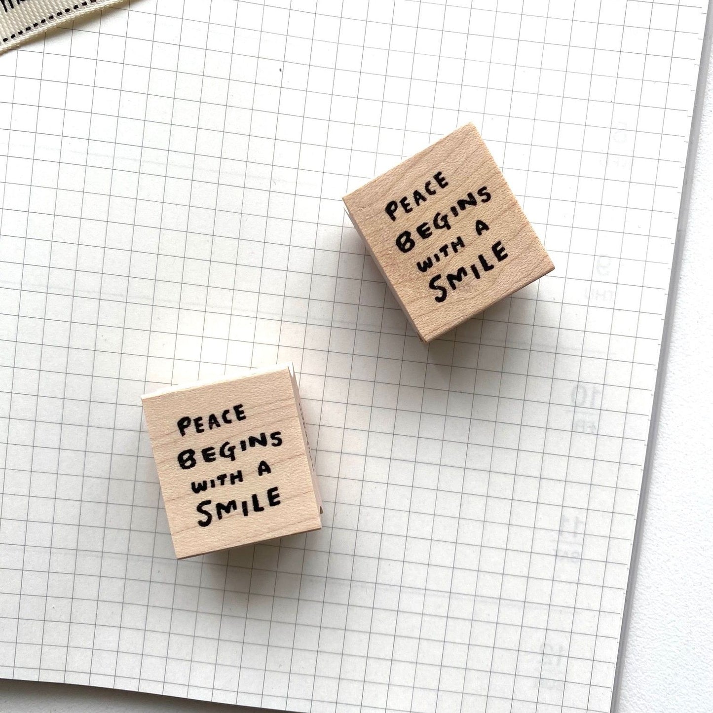 Hankodori Rubber Stamp - Peace Begins with a Smile
