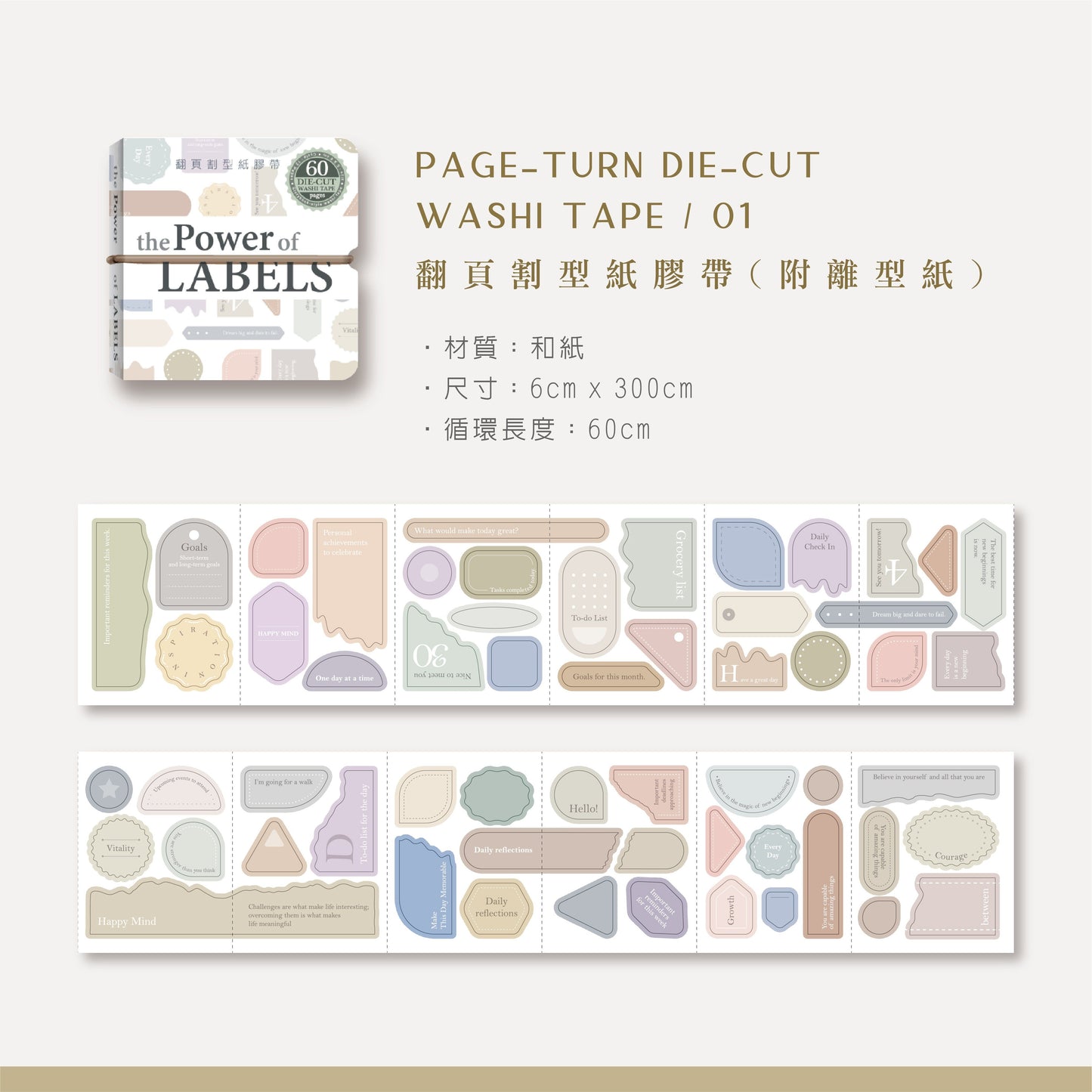 MU Lifestyle Die-Cut Washi Tape Mini Booklet - 01 The Power of Labels