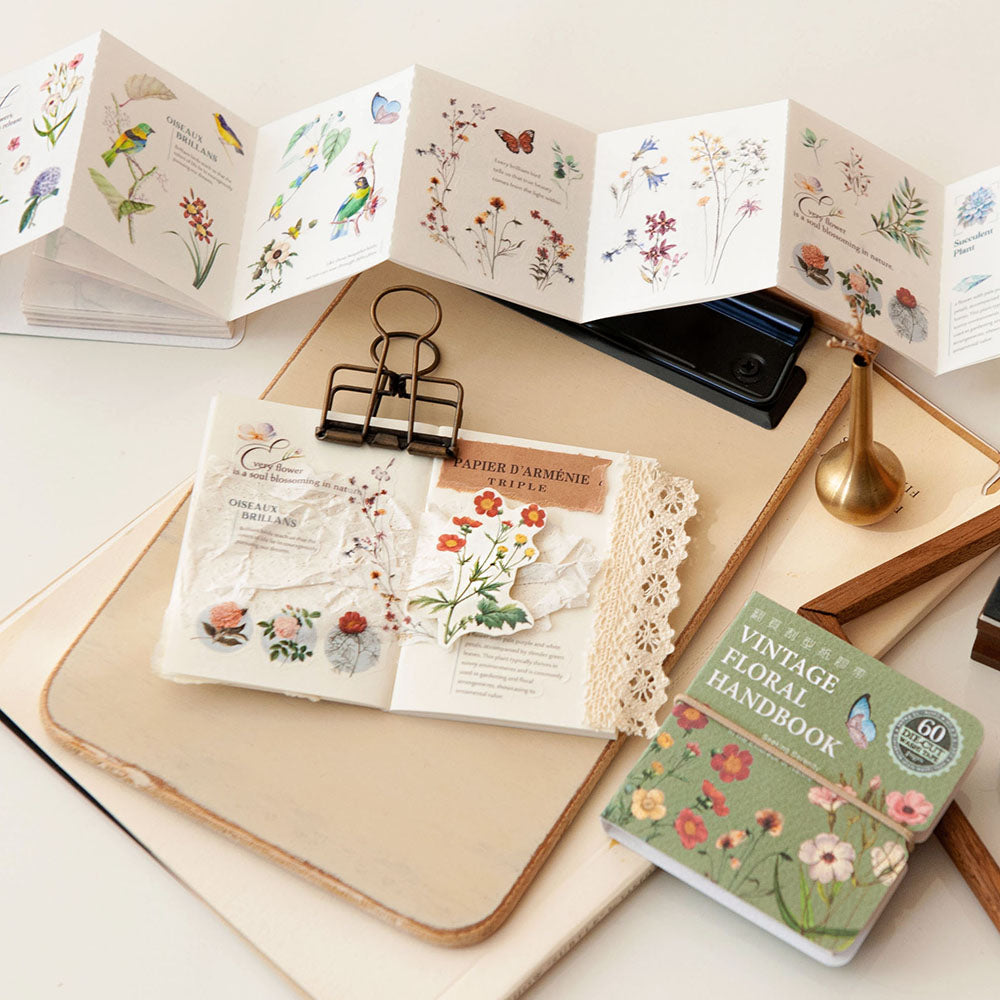 MU Lifestyle Die-Cut Washi Tape Mini Booklet - 04 Vintage Floral Handbook