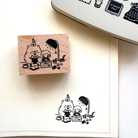 Eileen Tai Rubber Stamp - Bear & Girl : Blissful Days
