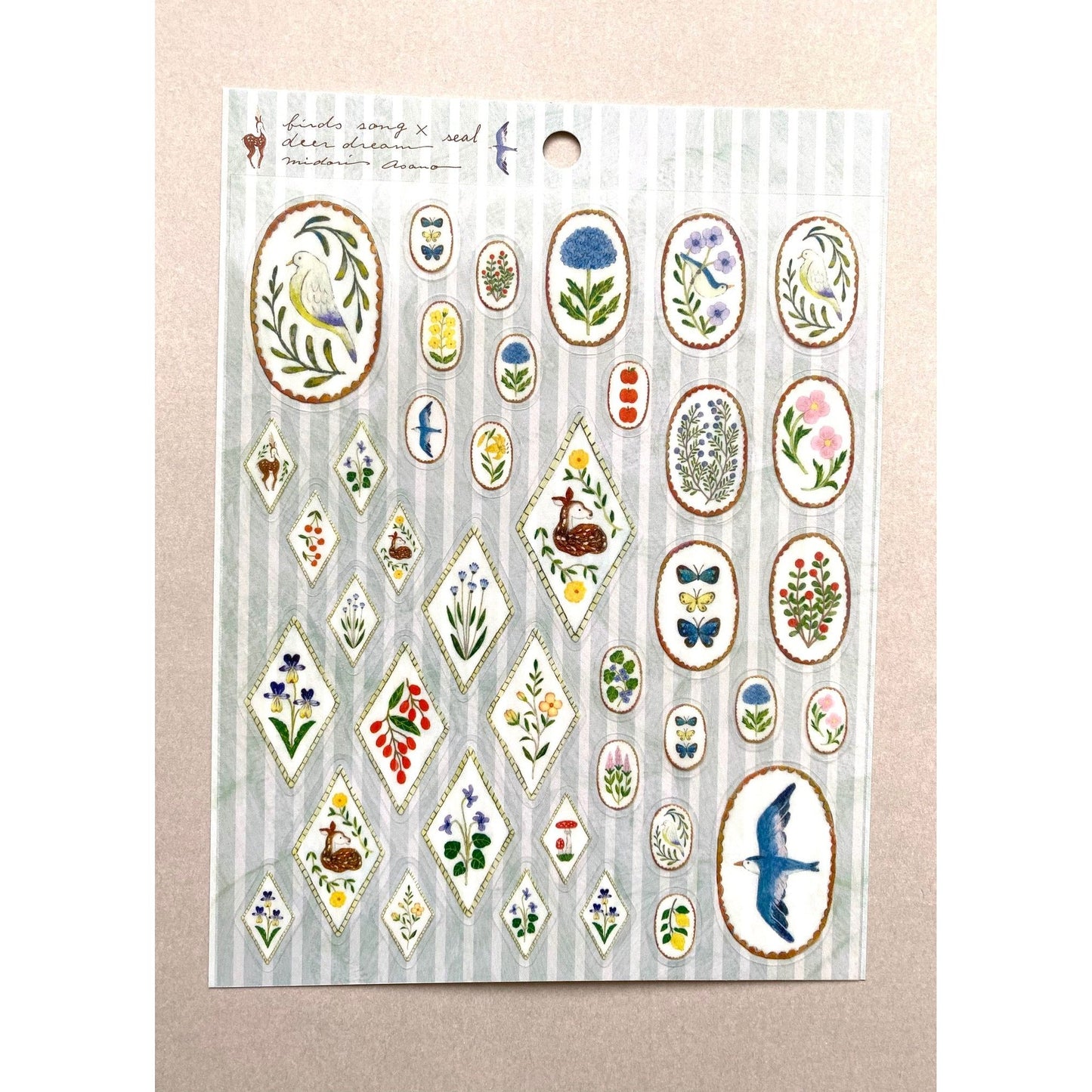 Cozyca Products x Midori Asano Transparent Stickers - Birds Song x Deer Dream