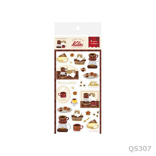 Kalita x Furukawa Paper Works Foil-Stamped Sticker Sheet - Brown Coffee