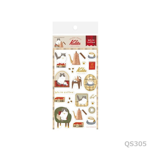 Kalita x Furukawa Paper Works Foil-Stamped Sticker Sheet - White Coffee