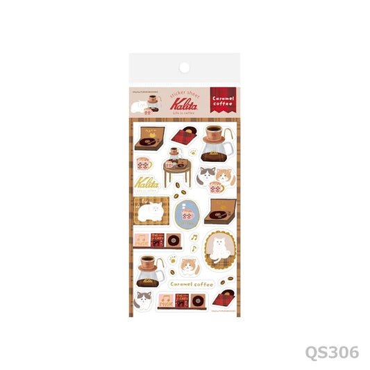 Kalita x Furukawa Paper Works Foil-Stamped Sticker Sheet - Caramel Coffee