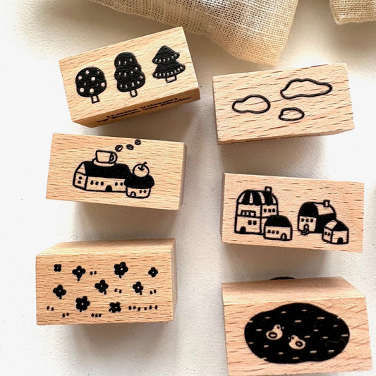 Eileen Tai Rubber Stamp - Little Village Set A
